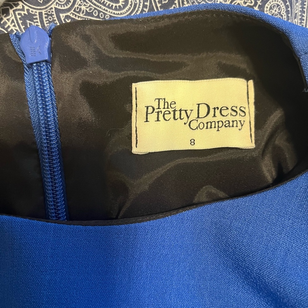 The Pretty Dress Company Gia Cobalt Fluted Sleeve Pencil Dress - Picture 3 of 7